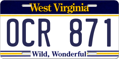 WV license plate OCR871