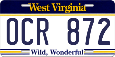 WV license plate OCR872
