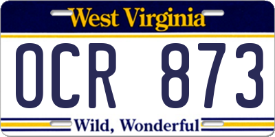 WV license plate OCR873