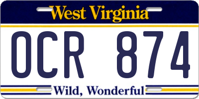 WV license plate OCR874