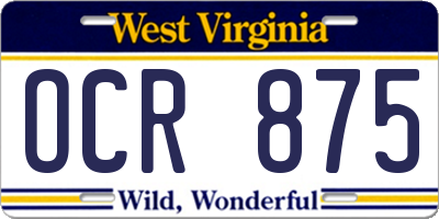 WV license plate OCR875