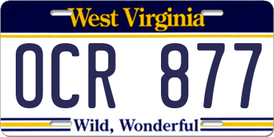 WV license plate OCR877