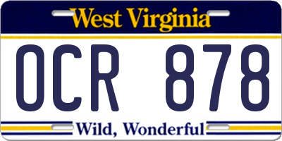 WV license plate OCR878
