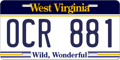 WV license plate OCR881