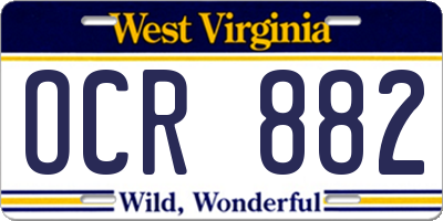 WV license plate OCR882
