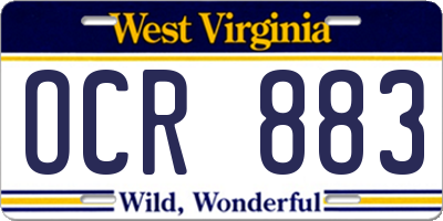 WV license plate OCR883
