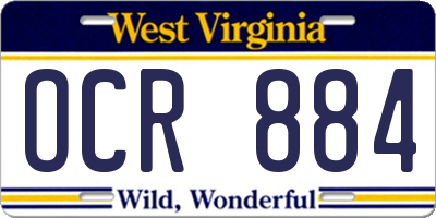 WV license plate OCR884