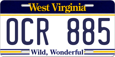 WV license plate OCR885