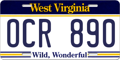 WV license plate OCR890