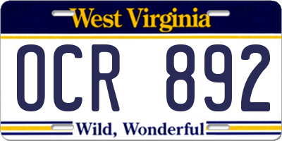 WV license plate OCR892