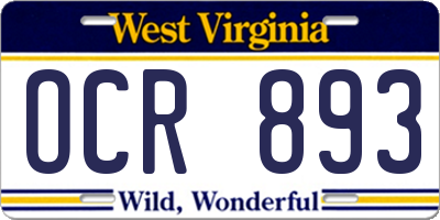 WV license plate OCR893