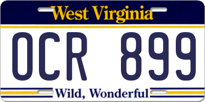 WV license plate OCR899