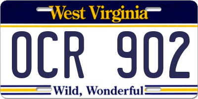 WV license plate OCR902