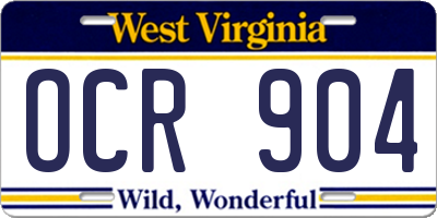 WV license plate OCR904