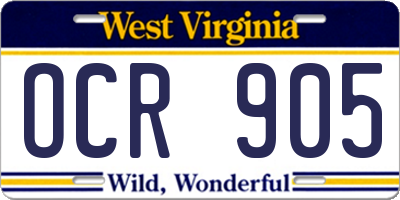 WV license plate OCR905