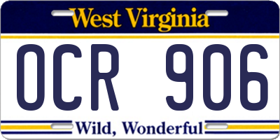 WV license plate OCR906