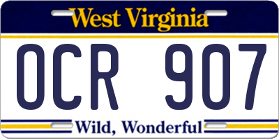 WV license plate OCR907