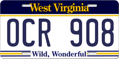 WV license plate OCR908