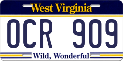 WV license plate OCR909