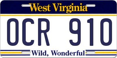 WV license plate OCR910
