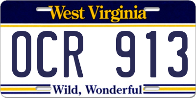 WV license plate OCR913