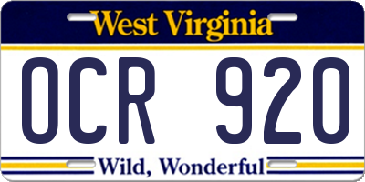 WV license plate OCR920