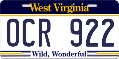 WV license plate OCR922