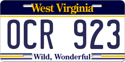 WV license plate OCR923
