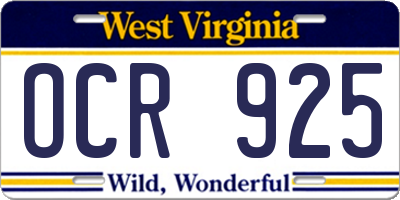 WV license plate OCR925