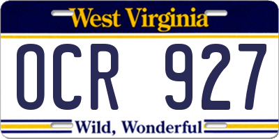 WV license plate OCR927