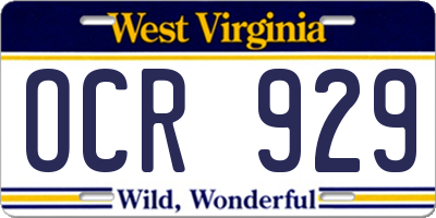 WV license plate OCR929