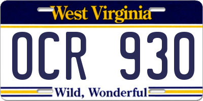 WV license plate OCR930