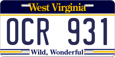 WV license plate OCR931