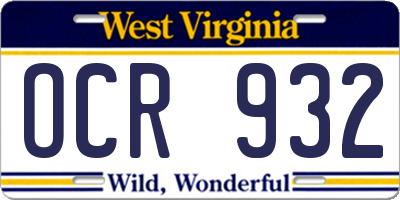 WV license plate OCR932