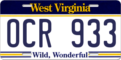 WV license plate OCR933