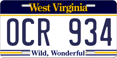 WV license plate OCR934