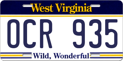 WV license plate OCR935