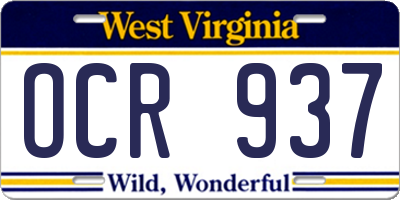 WV license plate OCR937