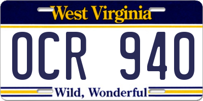 WV license plate OCR940