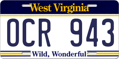 WV license plate OCR943