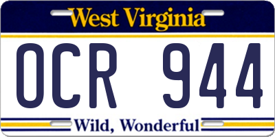 WV license plate OCR944