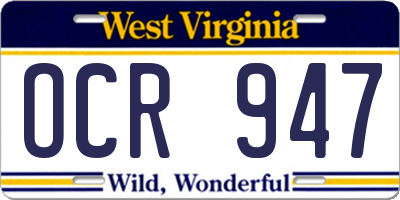 WV license plate OCR947