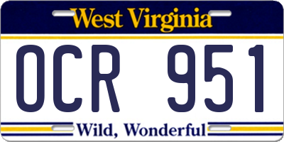 WV license plate OCR951