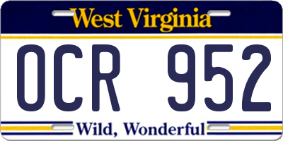 WV license plate OCR952