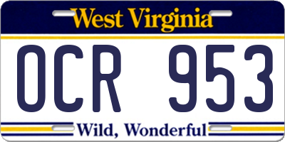 WV license plate OCR953