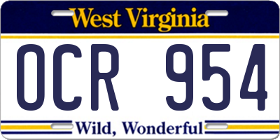 WV license plate OCR954