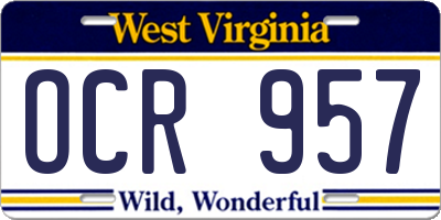 WV license plate OCR957