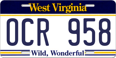 WV license plate OCR958