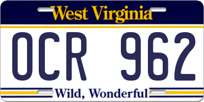 WV license plate OCR962