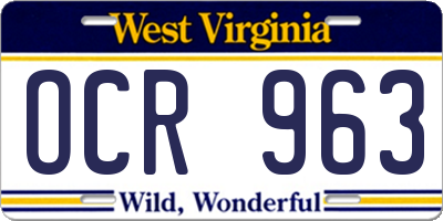 WV license plate OCR963
